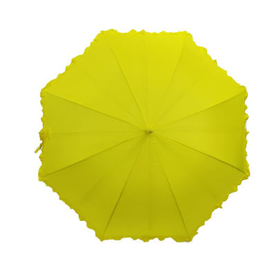 Women's Ruffle On Hem Polyester 190T Straight Umbrella