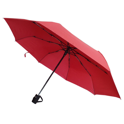 RPET Pongee Windproof Travel Umbrella โครงโลหะไฟเบอร์กลาสเปิดปิดอัตโนมัติ