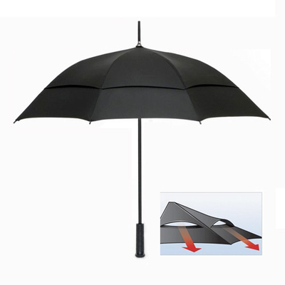 โลโก้ที่กำหนดเอง Windproof ไฟเบอร์กลาสร่มกอล์ฟหลังคาคู่