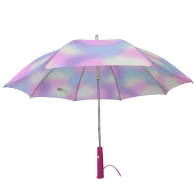 19 นิ้วเหล็ก สายใยแก้ว กันลม Pongee สีสัน LED Safety ไฟฉายร่ม