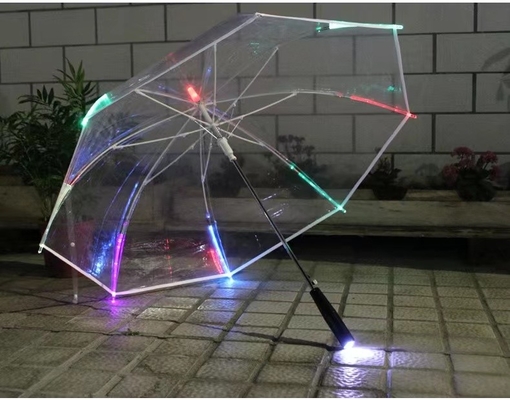 กอล์ฟ ร่มโปร่งใส พร้อมแสง LED สําหรับฝน พร้อมปีกใยแก้ว และแกนอลูมิเนียม