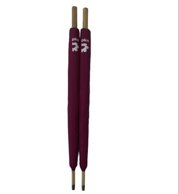 Windproof Burgandy Golf Parasol Compact Golf Raincoat With Bamboo Handle