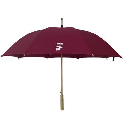 Windproof Burgandy Golf Parasol Compact Golf Raincoat With Bamboo Handle