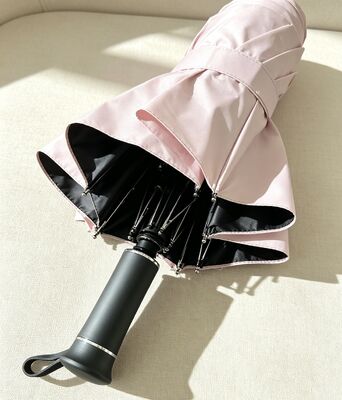 Manual Open Auto Close Windproof Folding Umbrella with Titanium Silver Coating and 8 Ribs for Car or Golf