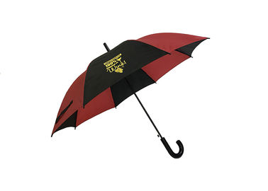 โฆษณา Auto Open Stick Umbrella J Hook ด้ามพลาสติกสีดำพร้อมสีแดง