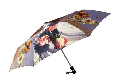 ขนาดกะทัดรัด Rainmate Umbrella, Travel Sun Umbrella ที่กำหนดเองพิมพ์ผ้าซาติน
