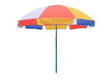 โปรโมชั่น UV Beach Umbrella พิมพ์แบบกำหนดเองเพลาเหล็กโพลีเอสเตอร์ 170 กรัม