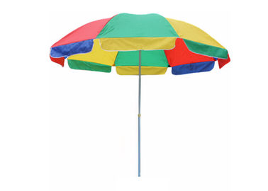 โปรโมชั่น UV Beach Umbrella พิมพ์แบบกำหนดเองเพลาเหล็กโพลีเอสเตอร์ 170 กรัม