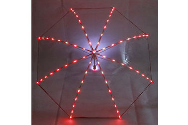 ที่กำหนดเองสาวร่มขนาดเล็กสีแดงคู่มือง่ายเปิดใช้ 19 นิ้วพร้อม LED บนเคล็ดลับ