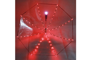 ที่กำหนดเองสาวร่มขนาดเล็กสีแดงคู่มือง่ายเปิดใช้ 19 นิ้วพร้อม LED บนเคล็ดลับ