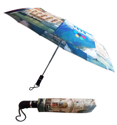 ซี่โครงโลหะกันน้ำ 8mm Shaft 3 Fold Automatic Umbrella