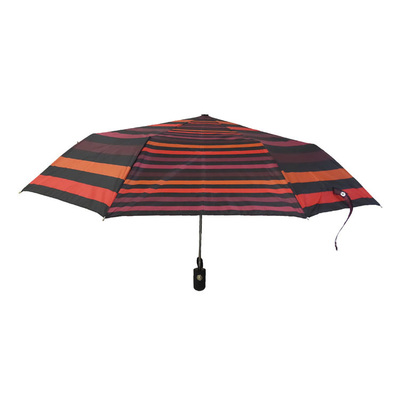 เปิดปิดพับอัตโนมัติ Pongee Windproof Stripe Umbrella