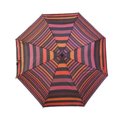 เปิดปิดพับอัตโนมัติ Pongee Windproof Stripe Umbrella