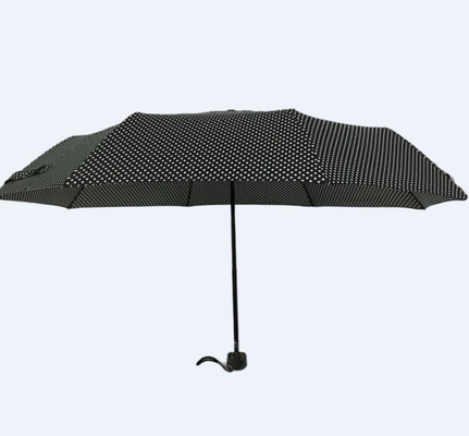21''X8k Spot Printing 190T โพลีเอสเตอร์พับร่มสีดำสำหรับสุภาพสตรี
