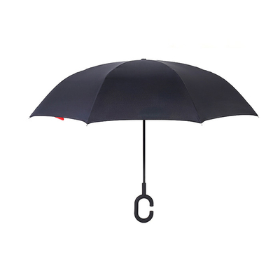 C Handle 190T Reverse Inverted Umbrella Double Layer Inside Out Windproof 49 &quot;Arc