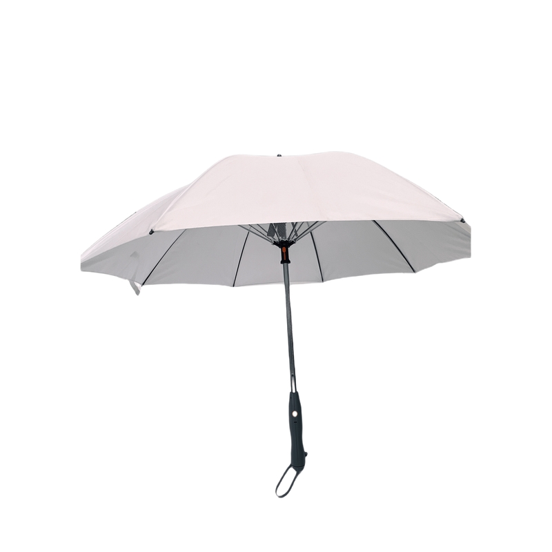 สีที่กําหนดเอง โลโก้ Pongee Outdoor Fan Umbrella โลโก้ไฟเบอร์กลาส